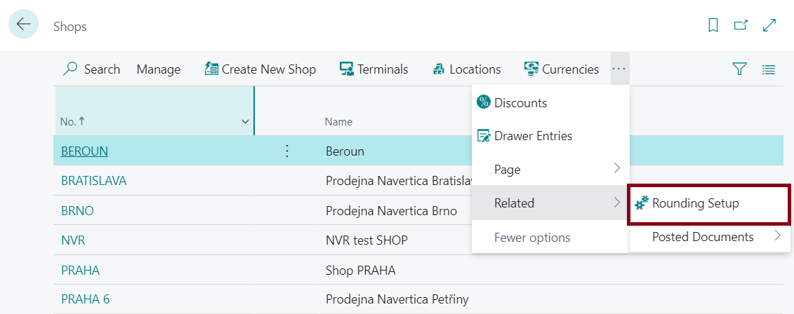 Setting up bill rounding from shop card