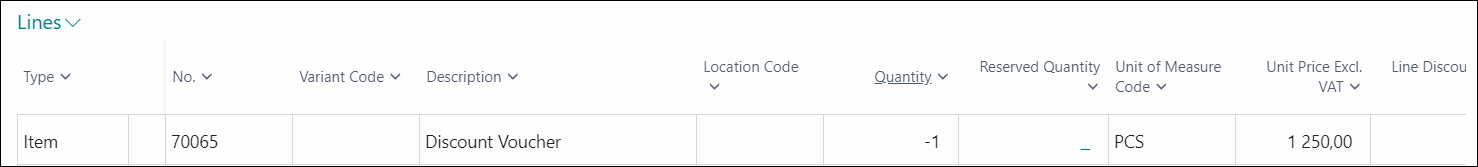 Non-Tracked Discount Line