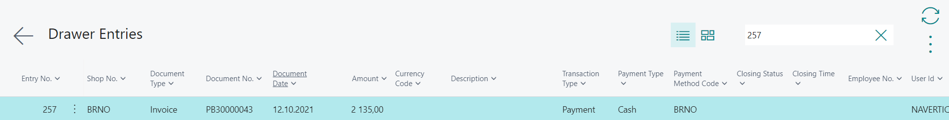 Created drawer entries