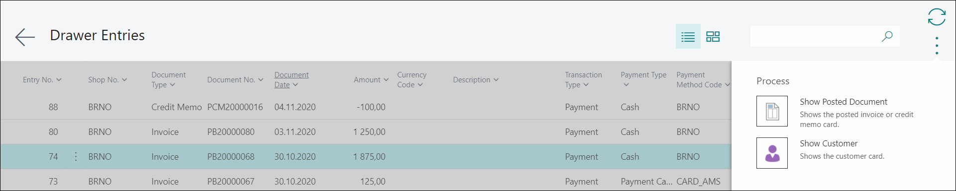 Posted Bills From Drawer Entries
