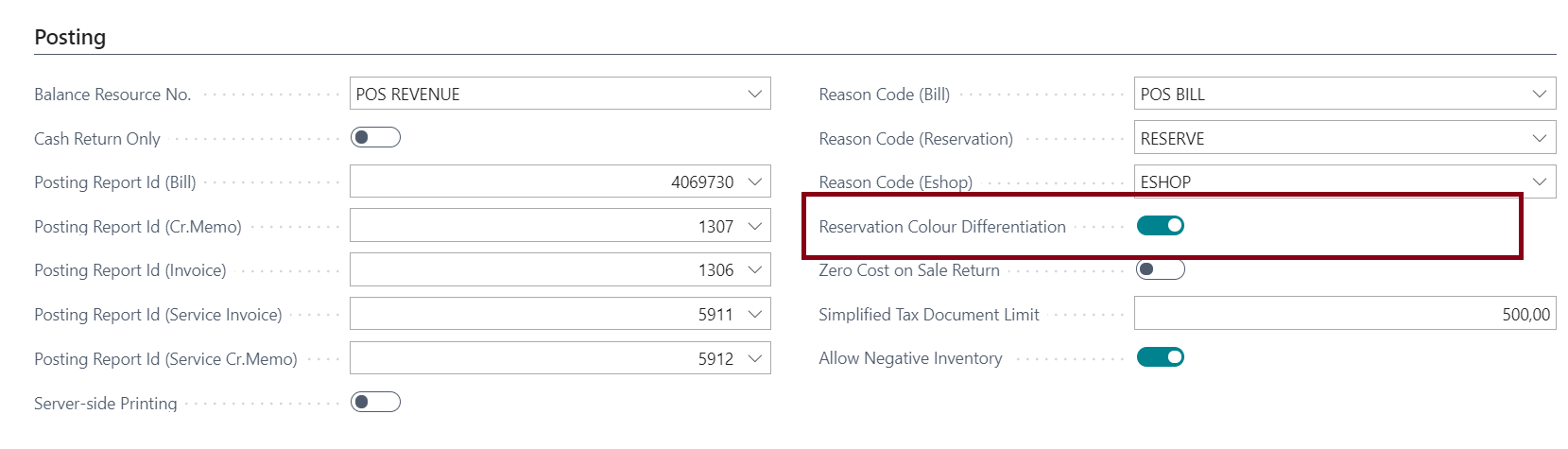 Reservation Colour Differentiation