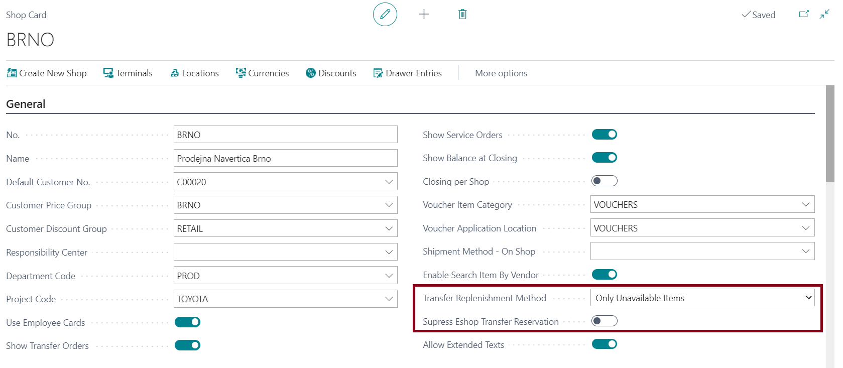 Eshop Order Transfer Setup