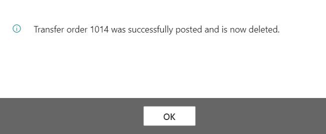 Transfer receipt completed