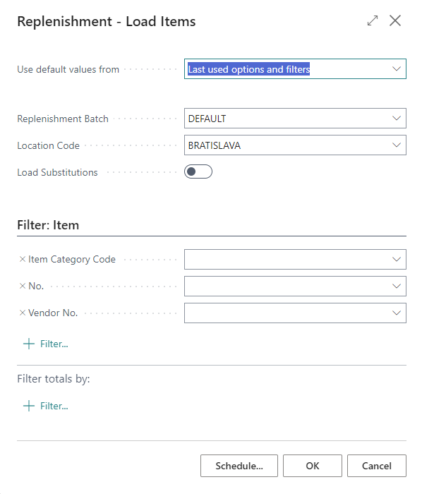 Replenishment Planning - Load Items