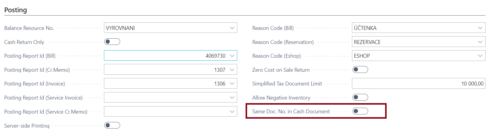 Same Cashdesk Document Number