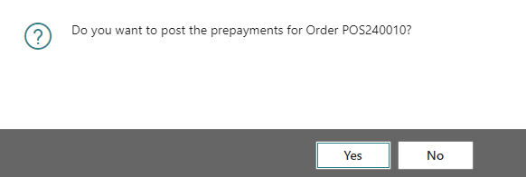 Bill Prepayments - Creation Confirmation