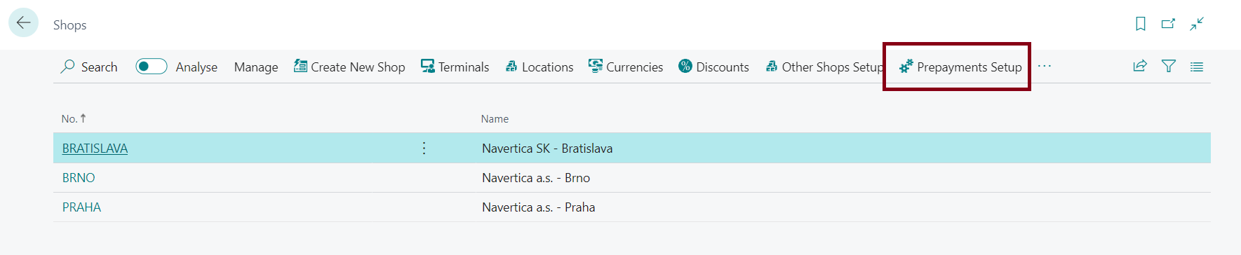 Prepayment Setup For Shops