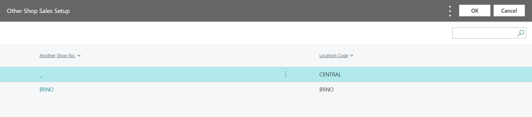 Selecting Shop or Location
