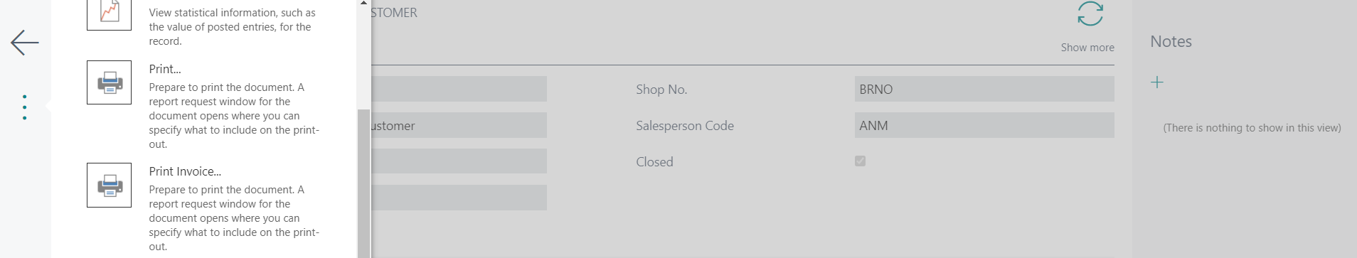 Posted Bills Card - Print Invoice Action