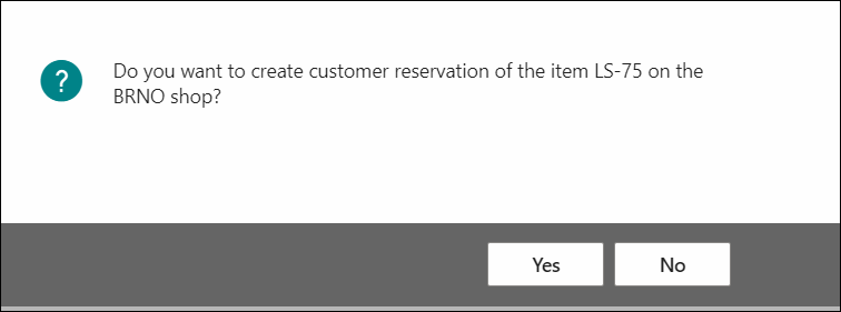 Create Reservation Confirmation Dialogue