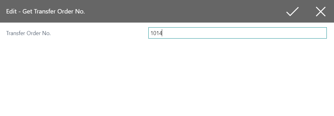 Entering transfer order number