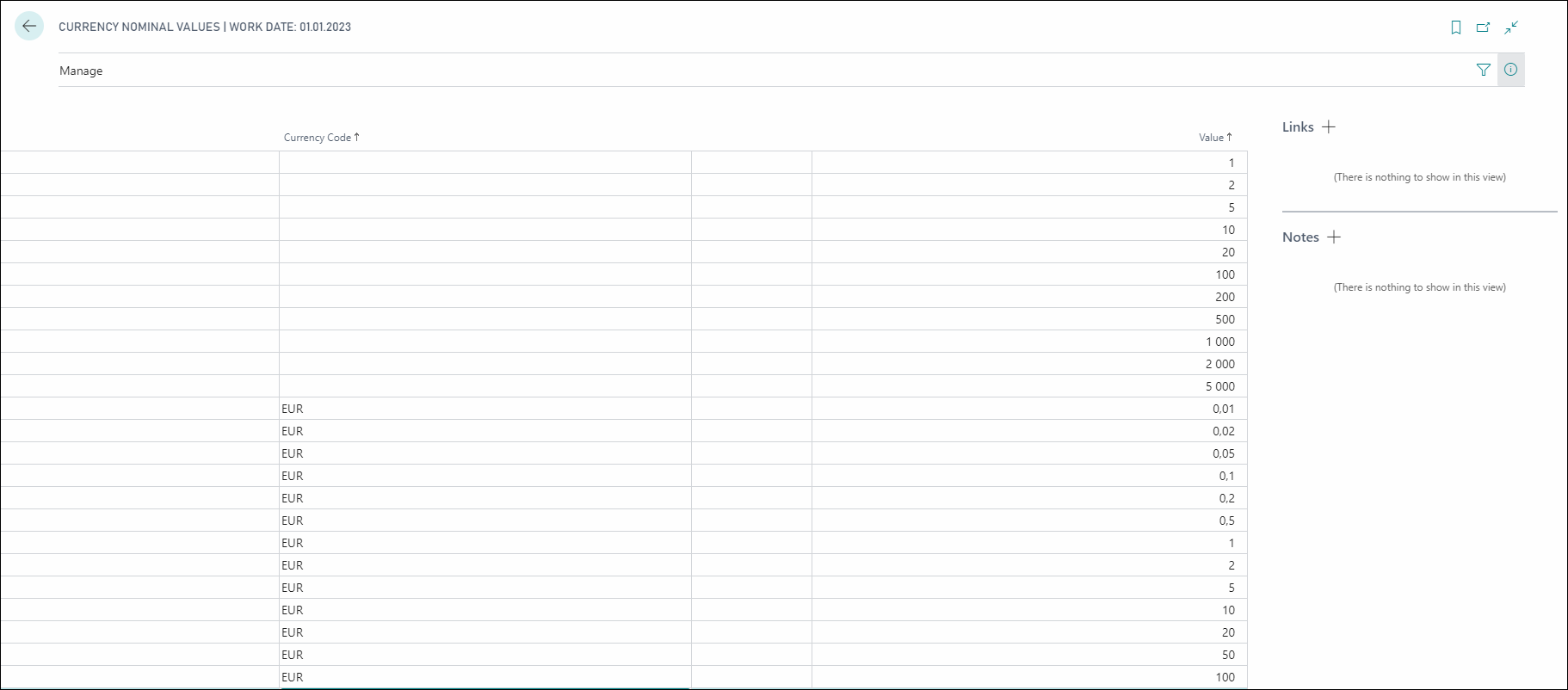 Currencies Nomianl Value