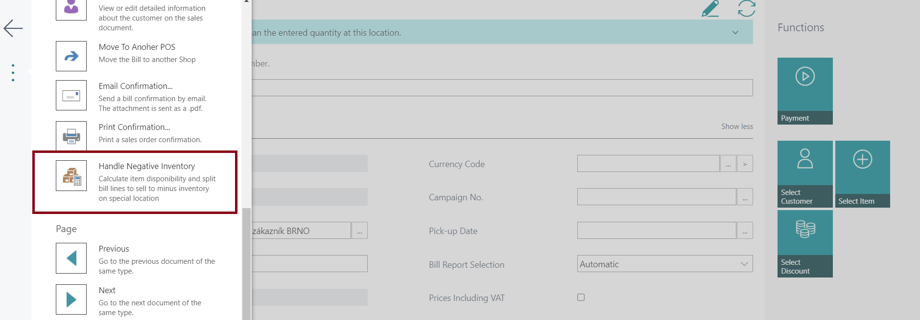 Manual Handling Of Negative Inventory