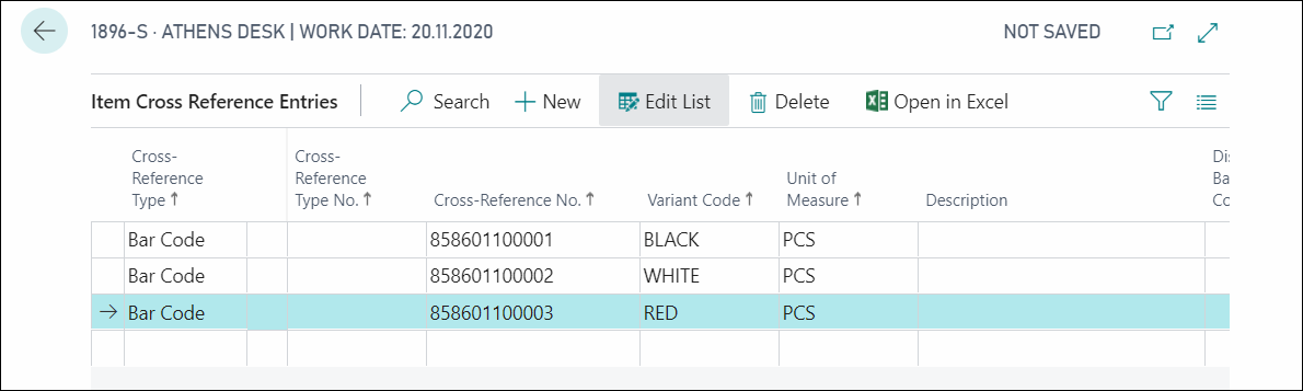 Item Cross Reference