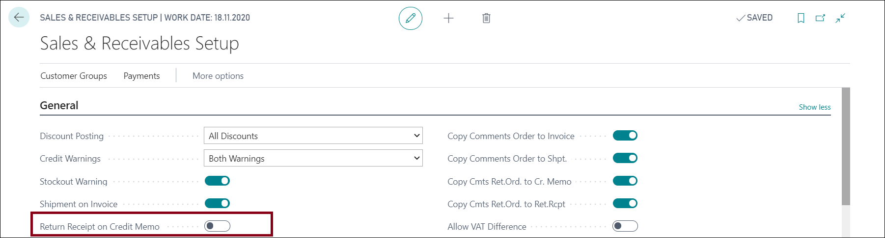 Sales and Receivables Setup