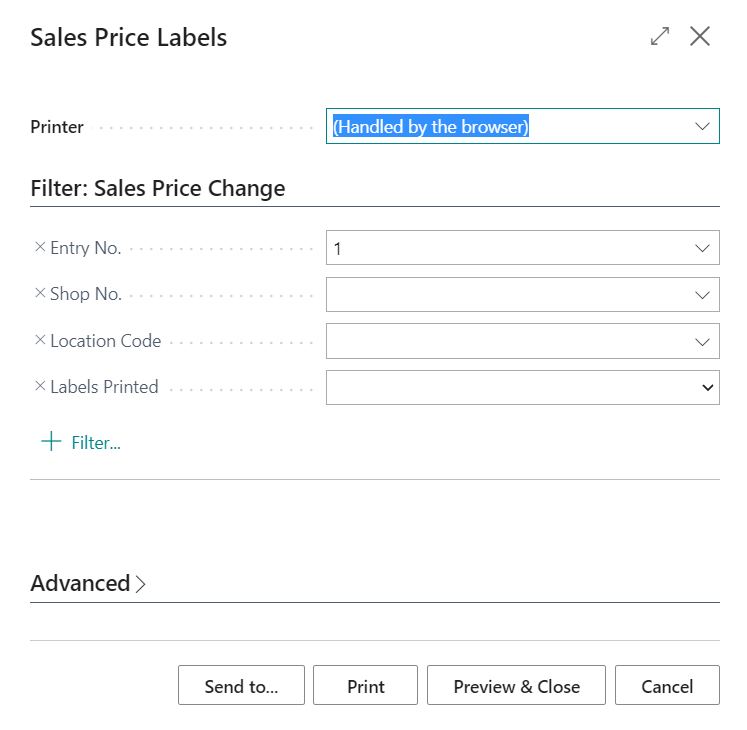Shop Prices Labels Report