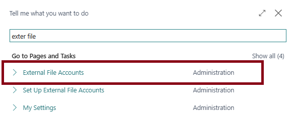 Search for external file accounts