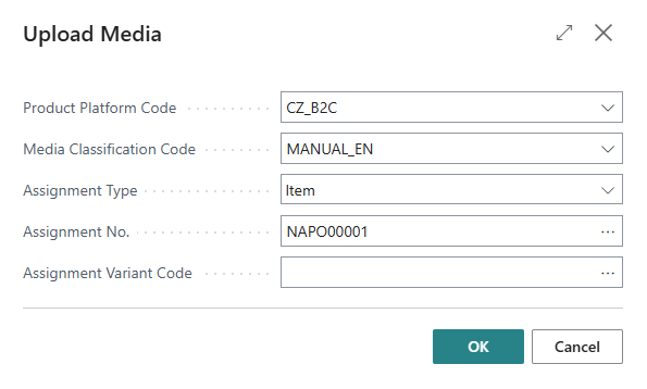 Dialog for entering parameters of a new file
