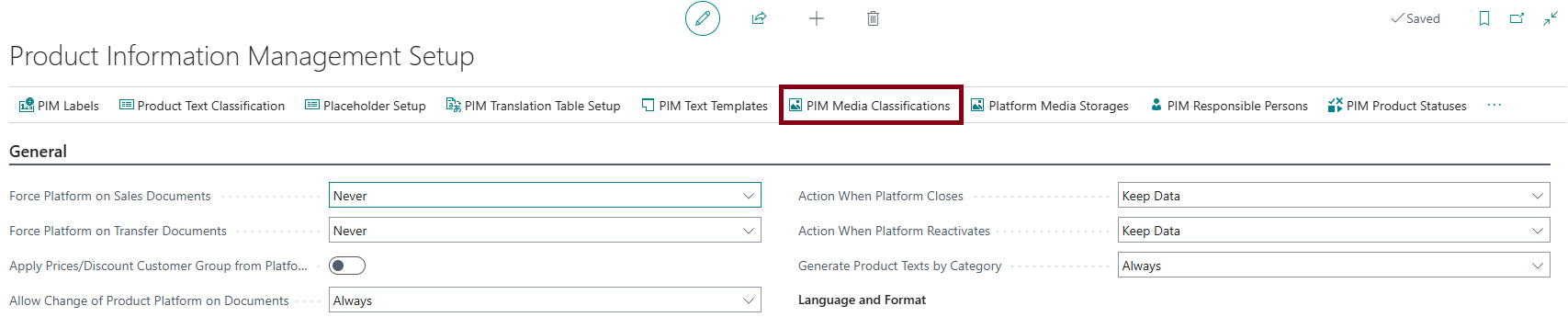 PIM Media Classifications action