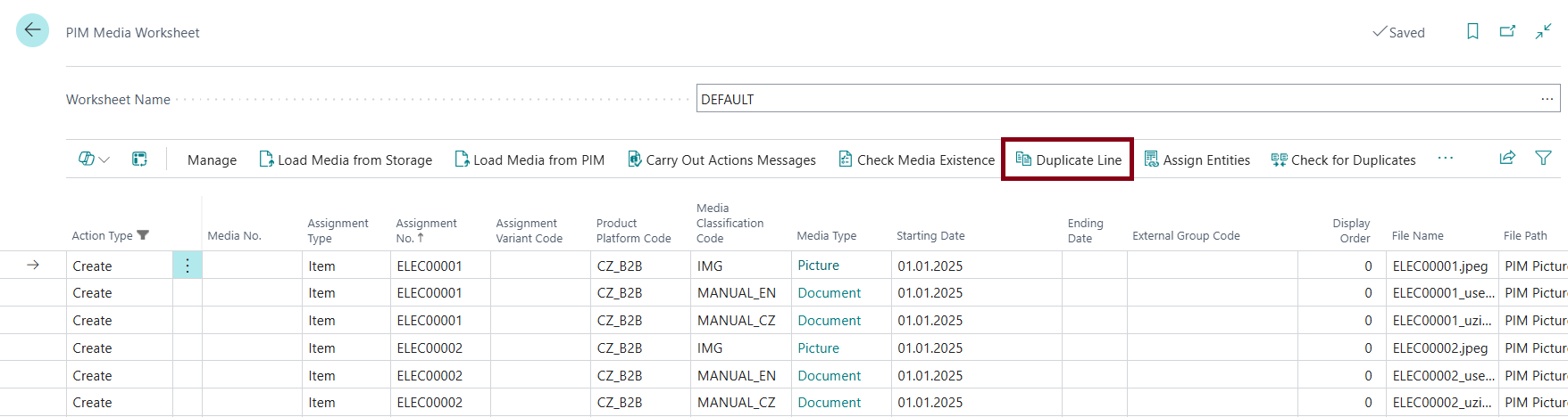 Duplicate Line action