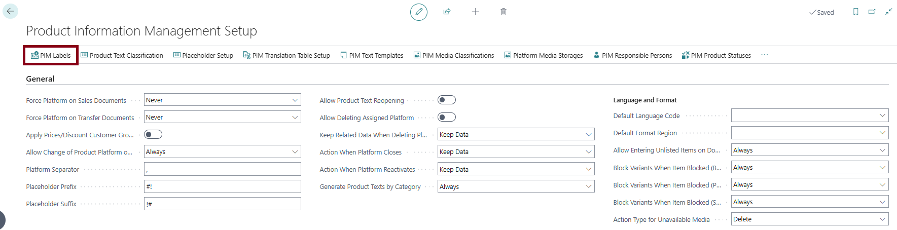 PIM Labels – label definition