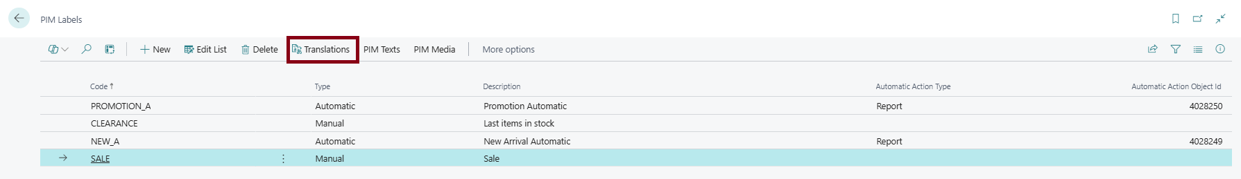 PIM Labels – label translations