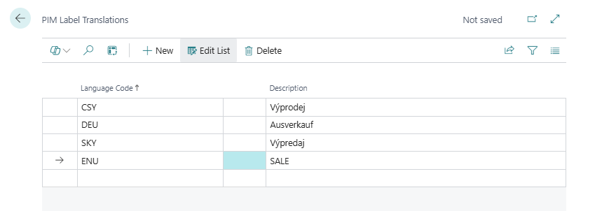 PIM Labels – label translations list
