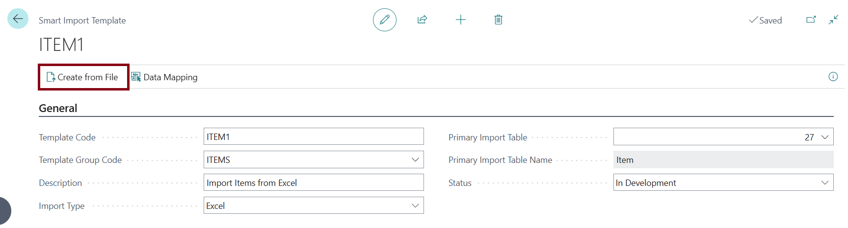 Create from File Action