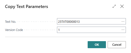 Copied text parameters