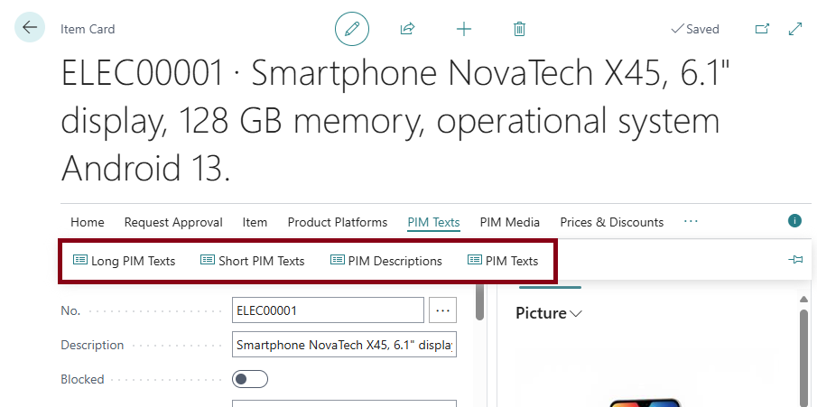 Actions for entering PIM texts