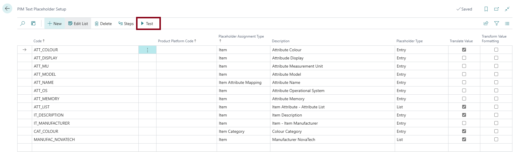 Action for testing placeholders