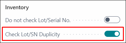 Check Lot and SN Duplicity