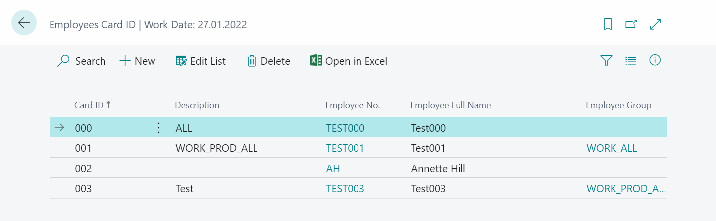 Employee Card ID setup
