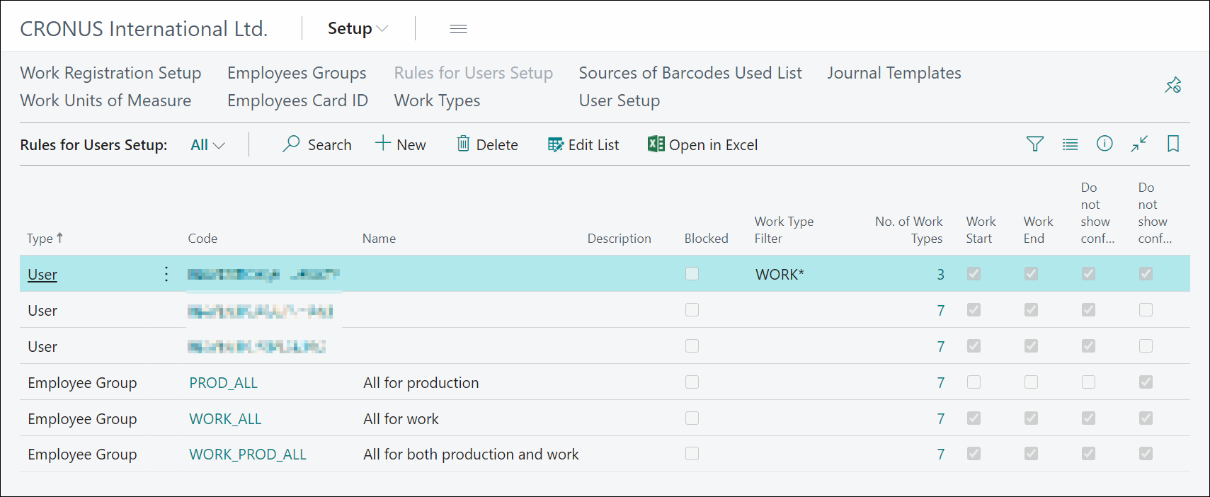 Rules for Users Setup