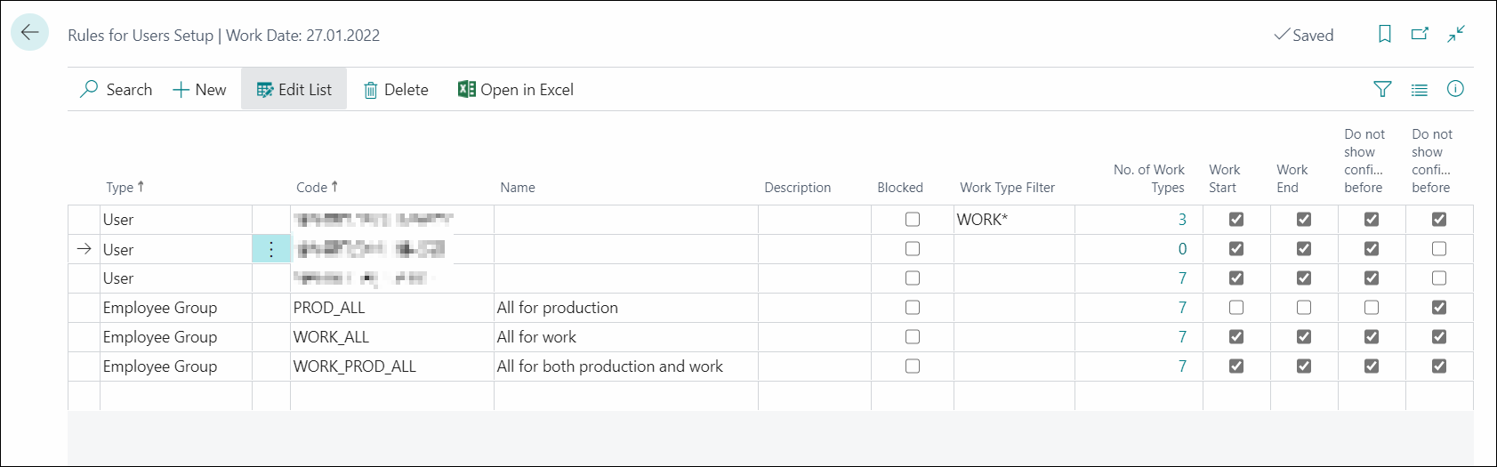 Rules for Users setup