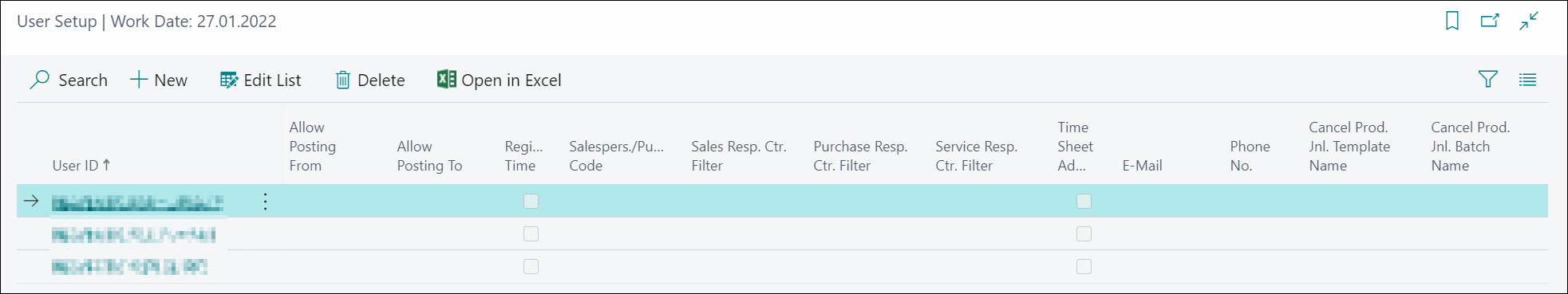 User Setup