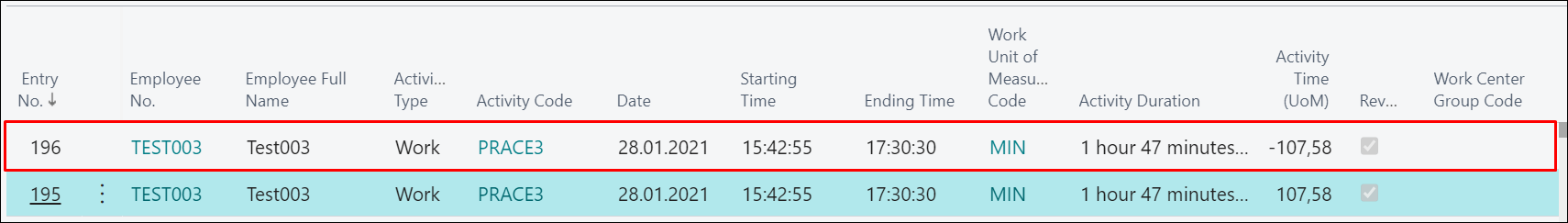 Cancelling entry