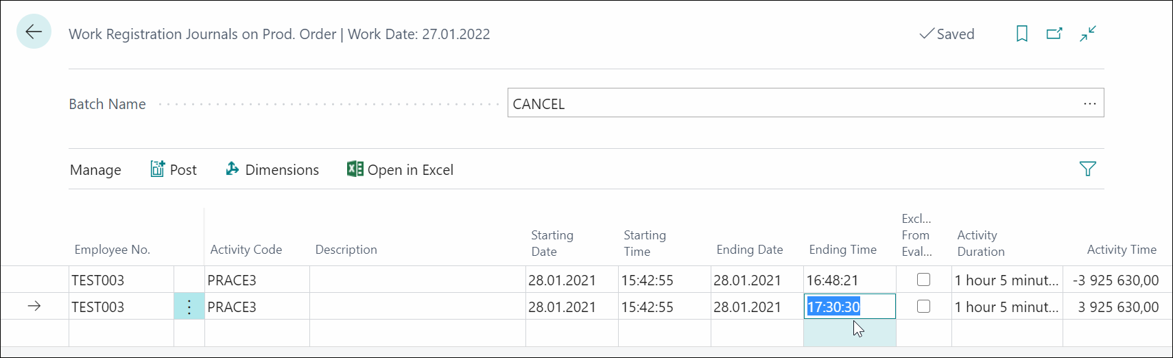 Cancel Entry Fill Values